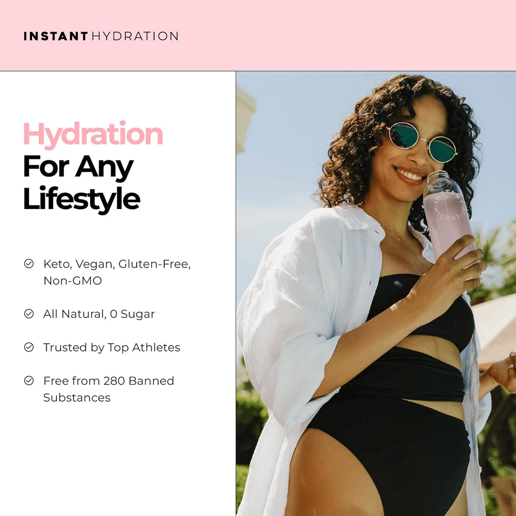 Sugar Free Electrolytes Powder Packets - Watermelon Electrolyte Drink Mix & Travel Essentials - Post Workout Recovery, Brain Health, Muscle & Tissue Support - 20 Sticks