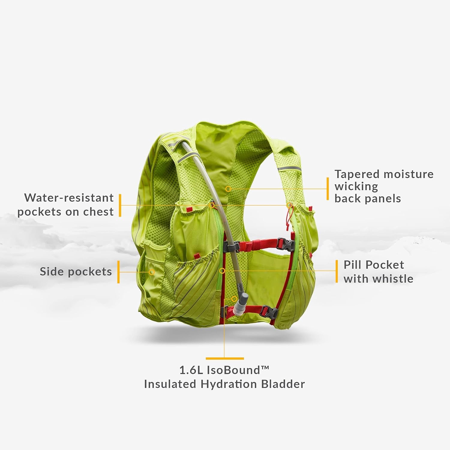 Women'S Hydration Running Vest, 1.6L Water Bladder Included