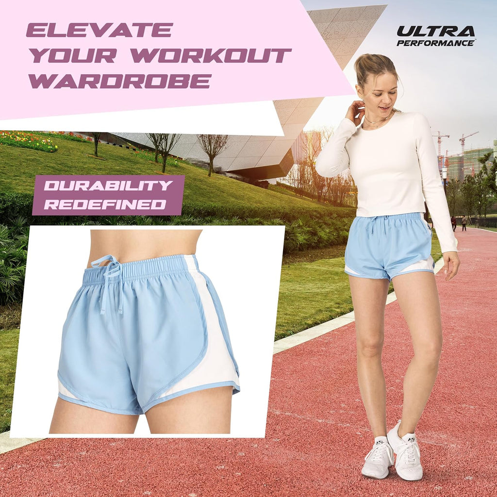 Women'S Running Shorts 4-Pack Athletic Workout Gym Shorts for Women, with Brief Liner