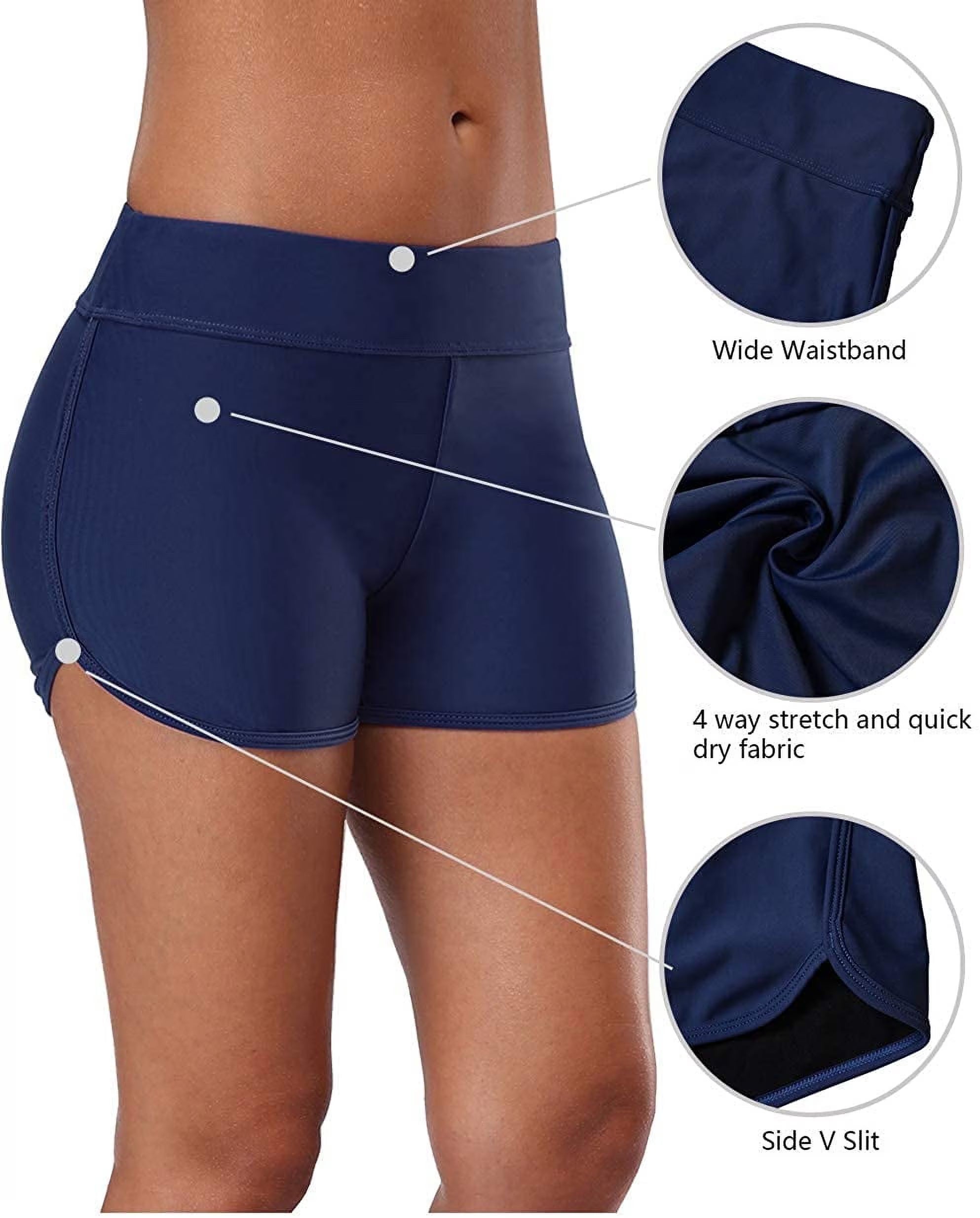 Swim Board Shorts for Womens Tummy Control Swim Shorts Solid Boardshorts