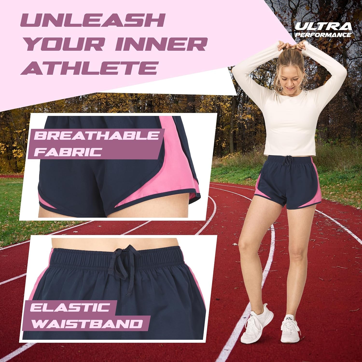 Women'S Running Shorts 4-Pack Athletic Workout Gym Shorts for Women, with Brief Liner