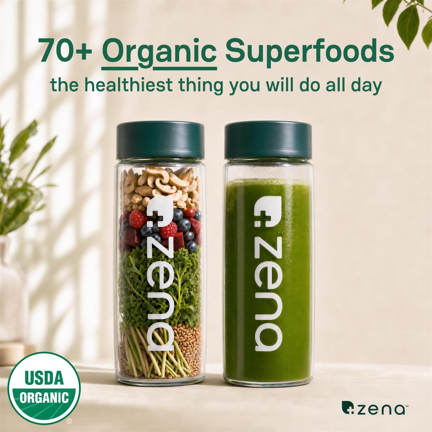 Organic Super Greens Energy & Hydration Powder, 70+ Superfoods, 0 Sugar, 5G Fiber, Spirulina, Chlorella, Prebiotics/Probiotics, Natural Caffeine + Electrolytes, 40 Drink Mix Packets