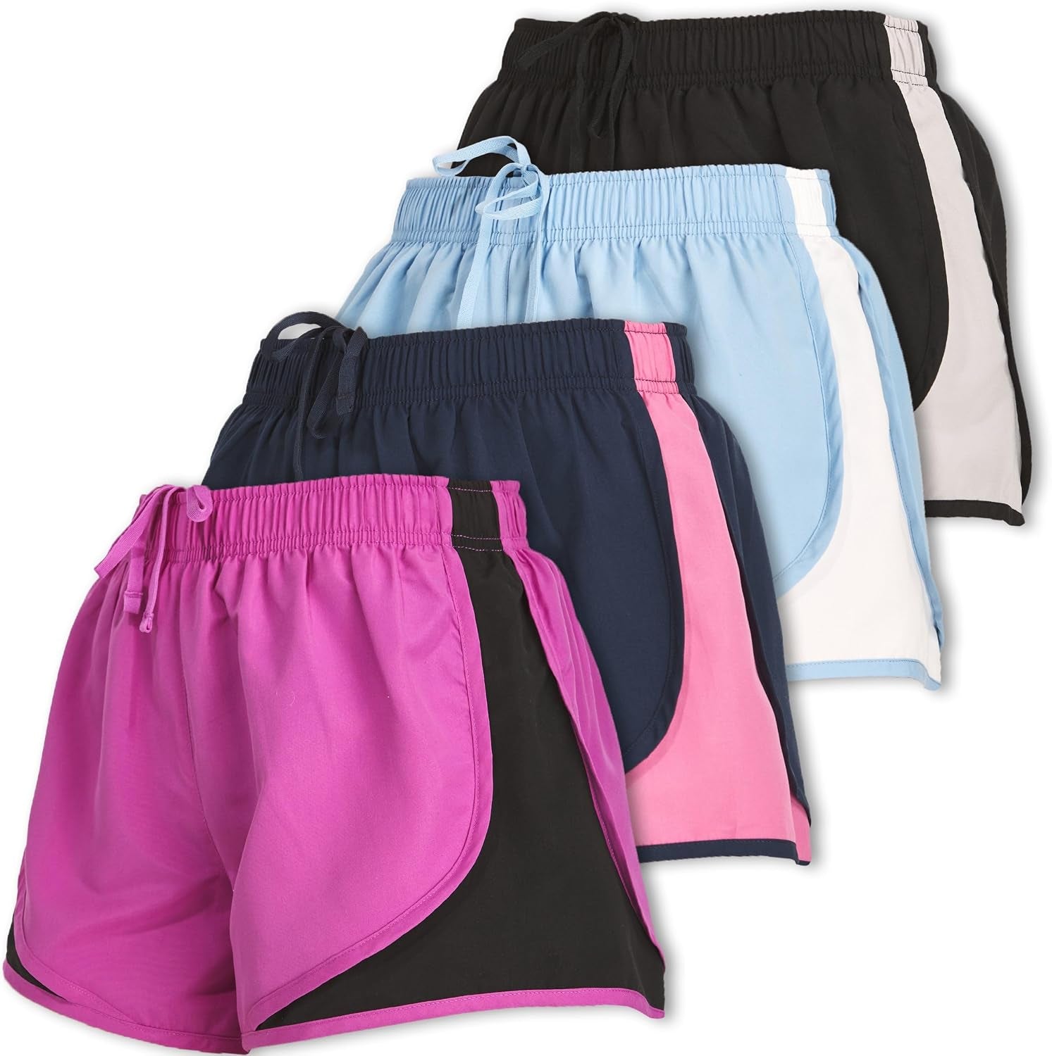 Women'S Running Shorts 4-Pack Athletic Workout Gym Shorts for Women, with Brief Liner