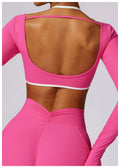 Women's Long Sleeve Running Crop Top — Hollowed Back Training Shirt