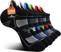 Mens Running Socks 6 Pairs with Arch Compression Support, Cushioned Breathable Ankle Socks, Wicking Athletic Sock