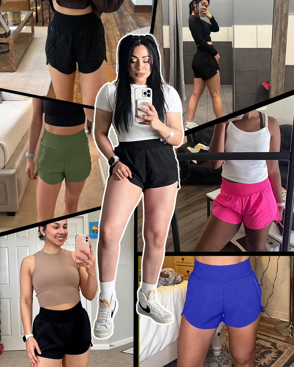 Women'S Athletic Shorts High Waisted Running Shorts Zipper Pocket Gym Elastic Workout Shorts