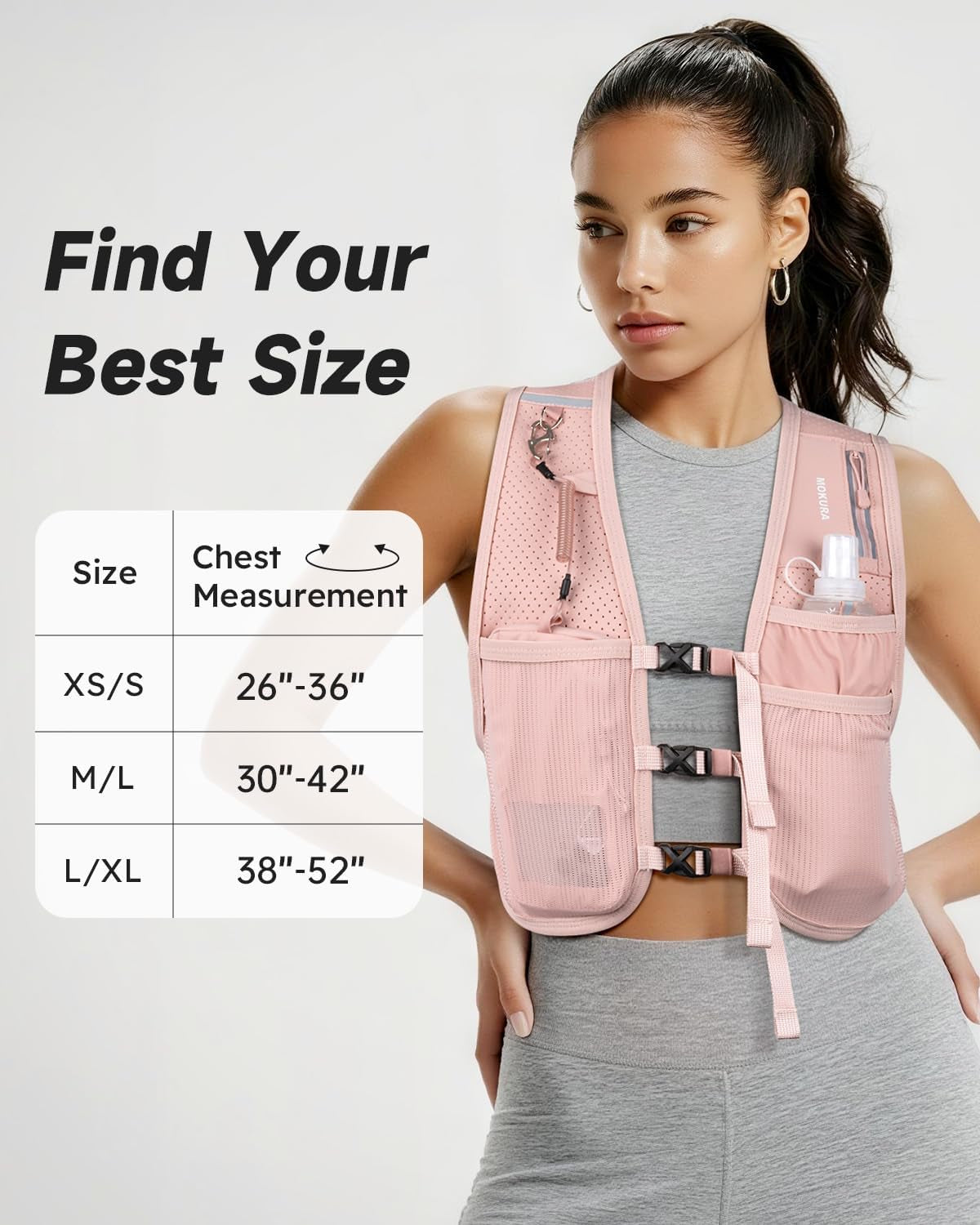 Running Vest for Women Men, Lightweight Hydration Vest with 500ML Soft Flask & Phone Holder, Reflective Running Backpack, Adjustable Run Pack Water Bottle, Runner Marathon Essentials