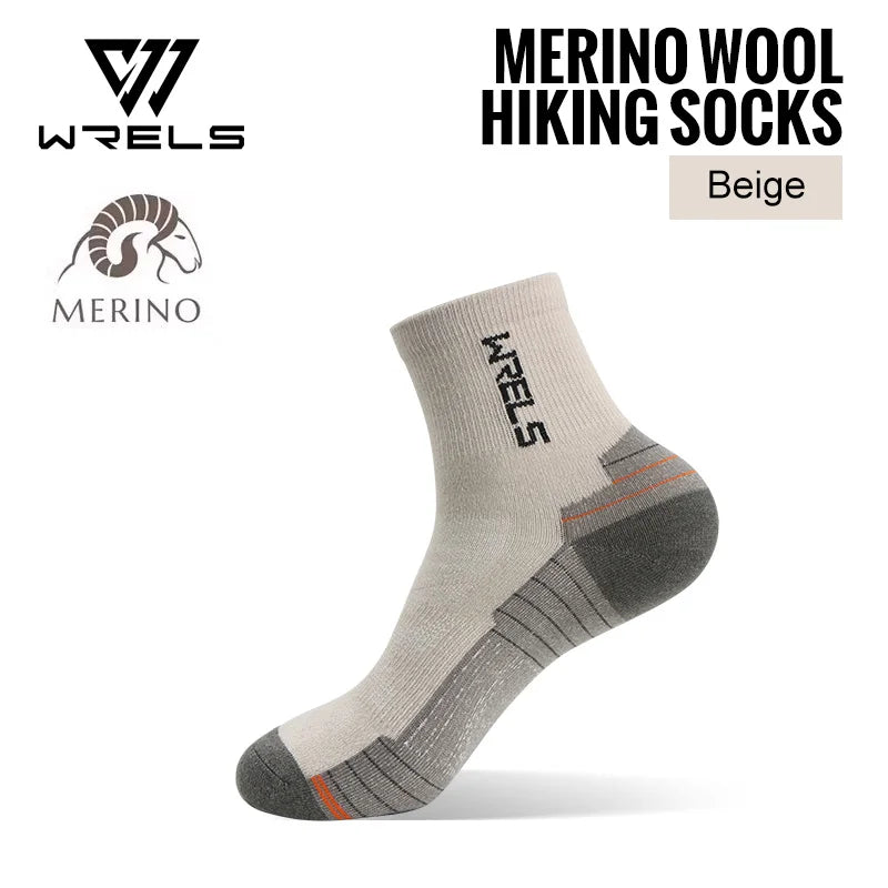 1/3Pairs Merino Wool Socks Breathable Moisture Wicking Anti-Odor Socks Hiking Running Trekking Thermal Athletic Crew Socks