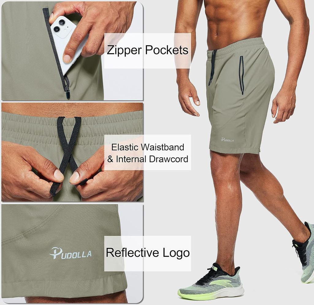 Men'S Workout Running Shorts 7"/5"/9" Lightweight Gym Athletic Shorts for Men with Zipper Pockets