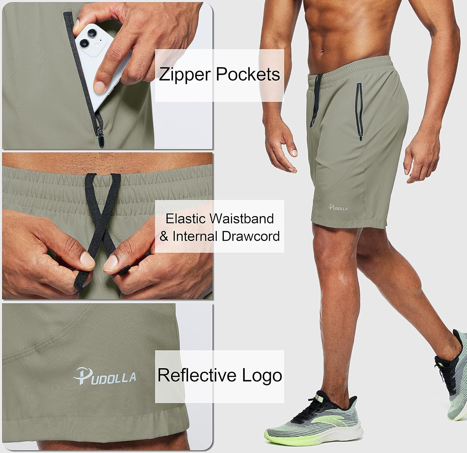 Men'S Workout Running Shorts 7"/5"/9" Lightweight Gym Athletic Shorts for Men with Zipper Pockets