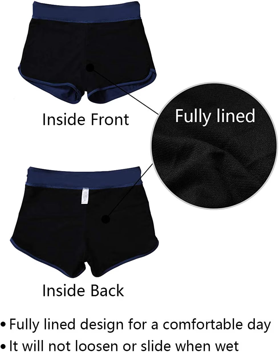 Swim Board Shorts for Womens Tummy Control Swim Shorts Solid Boardshorts