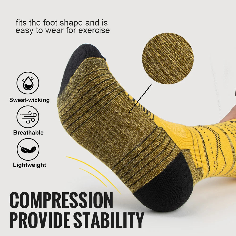1/3Pairs Merino Wool Socks Breathable Moisture Wicking Anti-Odor Socks Hiking Running Trekking Thermal Athletic Crew Socks